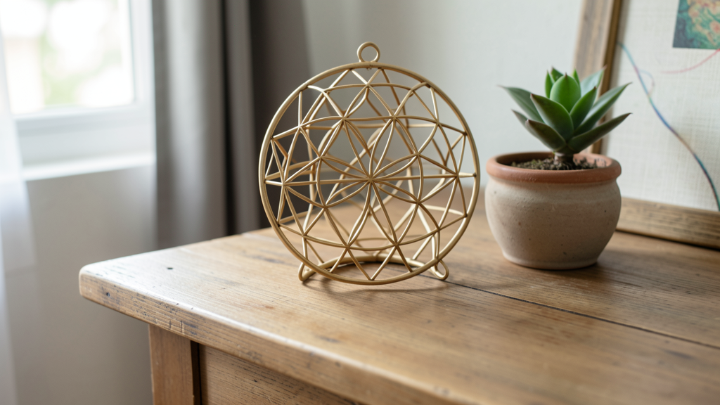 Detalhe fotográfico relacionado a Geometria Sagrada no Quarto: Usei a Flor da Vida para curar minha insônia